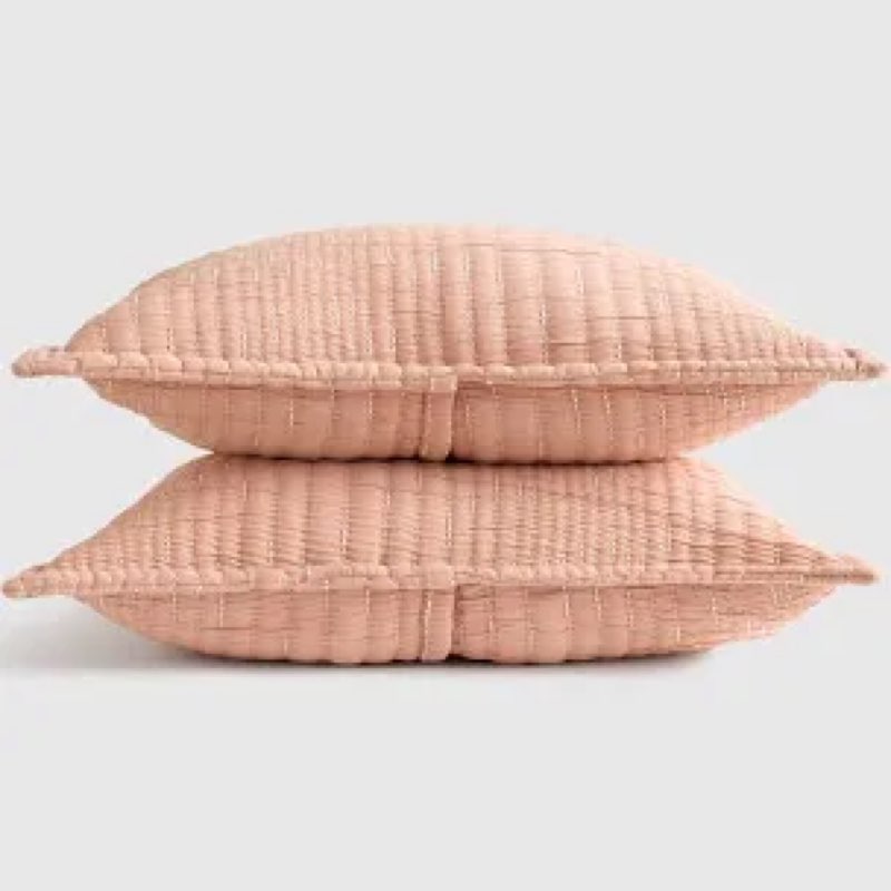organic cotton channel stitch sham coral pink