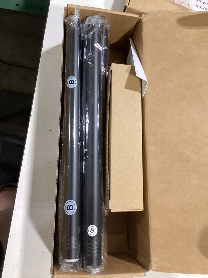 Condition photo showing Good Condition for 1” diameter matte black curtain rod itself is 30-90 inch 2 pack, fit 30 to 84 inch windows with heavy duty adjustable telescopic rod?splicing metal extra long curtain rods for windows black 30-90"/2 pack