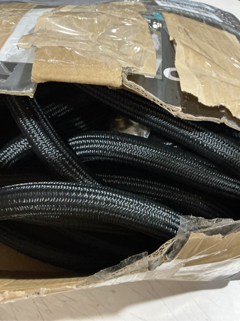 Condition photo showing As Is for garden hose 100ft non-expanding, lightweight hose with 10-function nozzle, leak-proof no-knot, easy to carry, wear-resistant, sturdy 3/4ght flexible water hose for outdoor (black with nozzle) black with blue nozzle 100ft