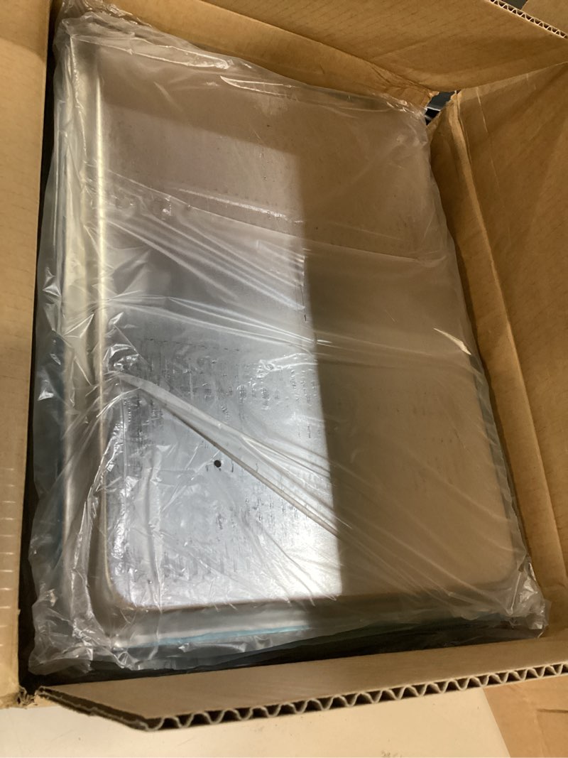 Condition photo showing Good Condition for 12 pack aluminum sheet pan, nsf listed half size 13 x 9 inch commercial bakery cake bun pan, baking tray 13 x10 inch (12-pack)