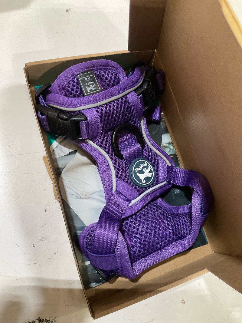 Condition photo showing Good Condition for poypet reflective soft breathable mesh dog harness no choke double padded vest adjustable(purple,xs) xs purple