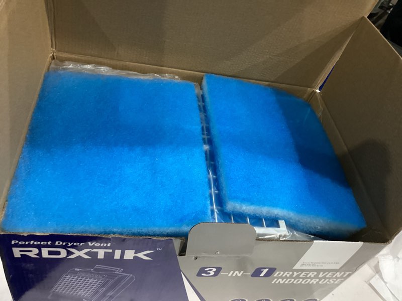 Condition photo showing New/Like New for 3-in-1 indoor dryer vent kit, 10 pcs polyester filters for 4 layer purification system, stainless steel screen filter and water drawer for electric dryer white