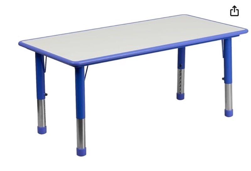 ((incomplete ))flash furniture emmy adjustable classroom activity table , plastic activity table for kids, 23.625\\\\\\\" w x 47.25\\\\\\\" l, blue/gray