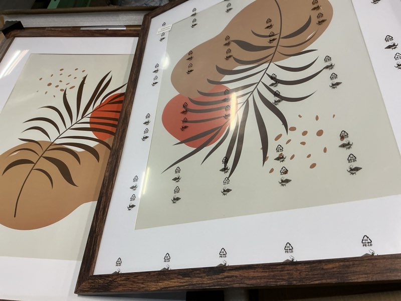 Condition photo showing Good Condition for 24x30 frame set of 2, rustic brown wood style - display 18x24 picture frame with mat or 24 x 30 poster without mat, wall mounting horizontal and vertical rustic brown 24x30 in