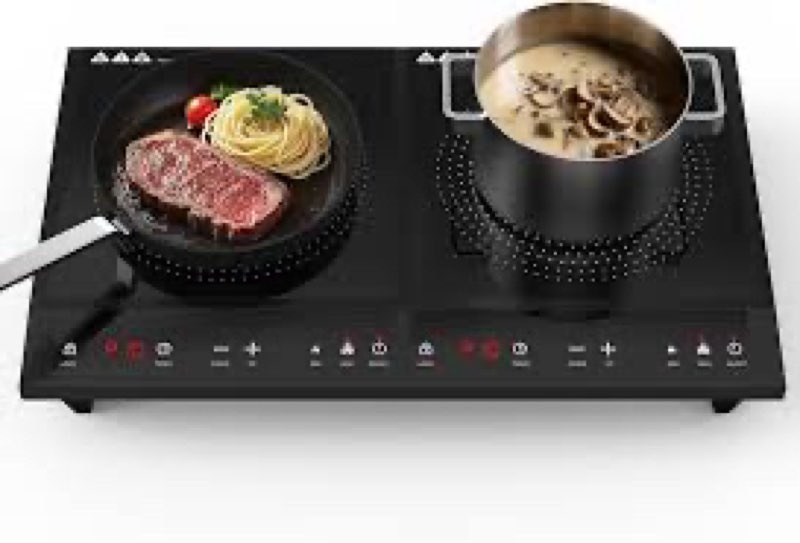 JollyOne Double Burner Induction Cooktop, 1800W Portable Induction Cooktop 2 Burner with 9 Temp & Po