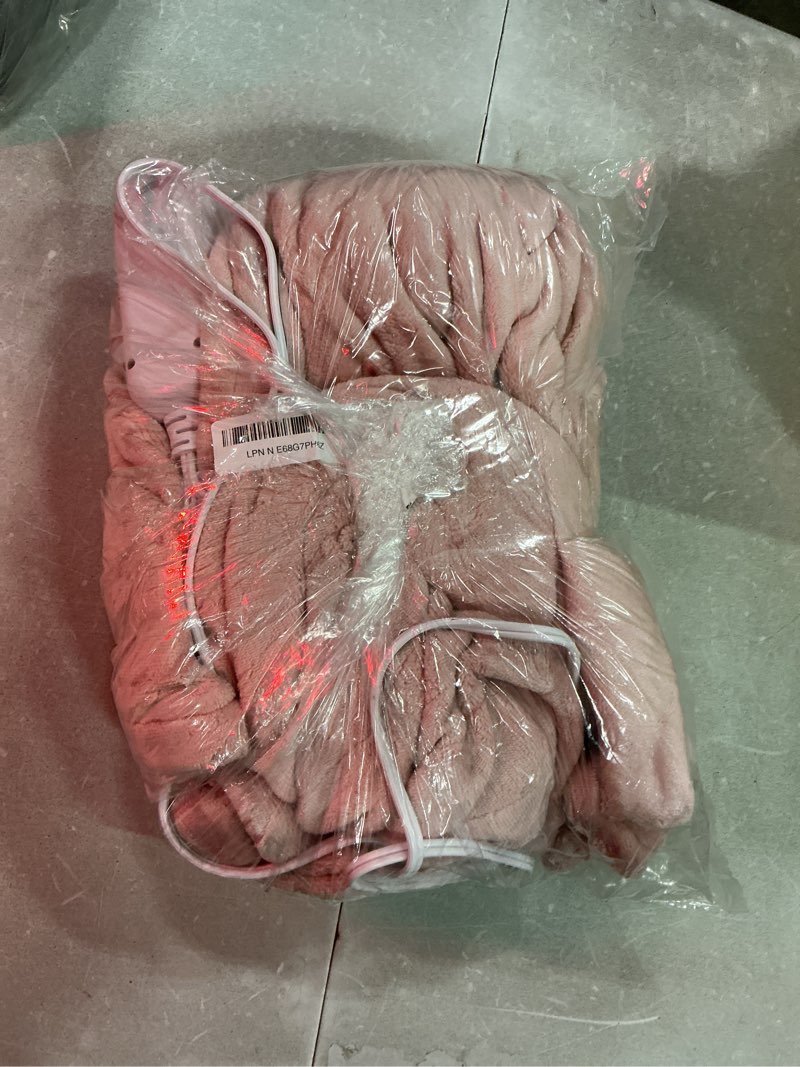 Condition photo showing As Is for sealy heated blanket electric throw 50"x60", soft double flannel electric blanket with 6 heat levels & 2-10 hours auto shut off, machine washable, even heat distribution, pink pink throw size 50"x60"