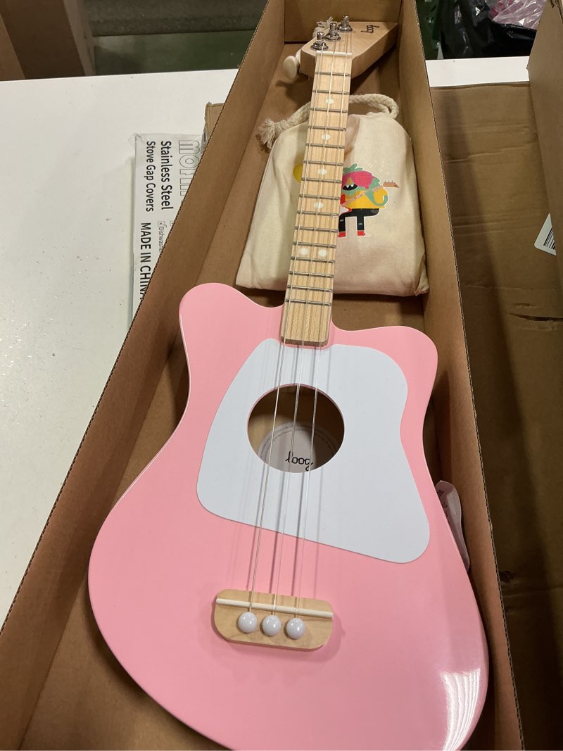 Condition photo showing New/Like New for Loog Mini Acoustic kids Guitar for Beginners 3-strings Ages 3+ Learning app and lessons included Pink