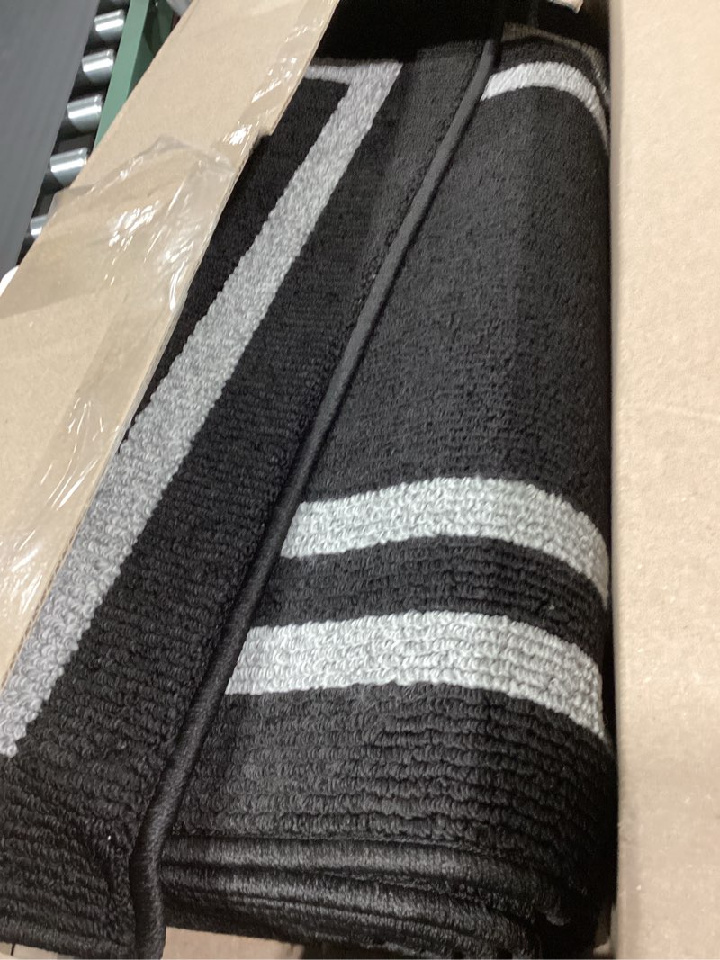Condition photo showing Good Condition for nautica – runner rug | indoor runners for hallways and entry rugs| non-slip and non-skid entry and kitchen door mat| machine washable entryway carpet rugs | 2'2" x 5' | double border denim double border denim 2'2" x 5' (rectangular)