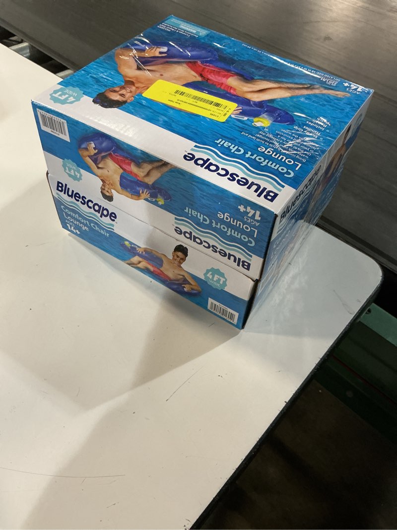 Condition photo showing New/Like New for (pack of 2)bluescape inflatable comfort chair lounge pool float, blue, age 14 & up, unisex