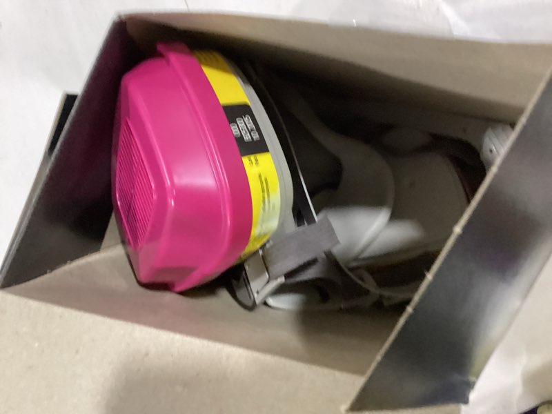 Condition photo showing As Is for 3M P100 / OV / AG Multi-Purpose Reusable Respirator 62023 Medium Size NIOSH-APPROVED P100 / Organic Vapor / Acid Gas Rated Filters Adjustable Head Straps Comfortable & Lightweight (62023H1-DC)