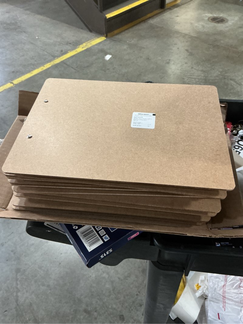 Condition photo showing New/Like New for office depot® brand wood clipboards, 9\" x 12-1/2\", 100% recycled wood, light brown, pack of 12 clipboards