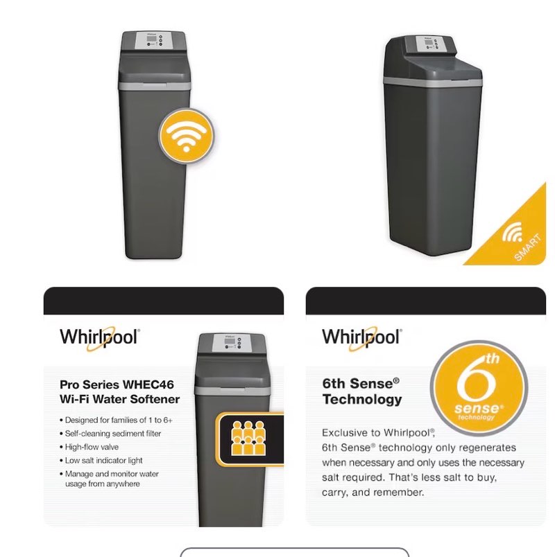 whirlpool 46000 -grain smart compatible water softener system