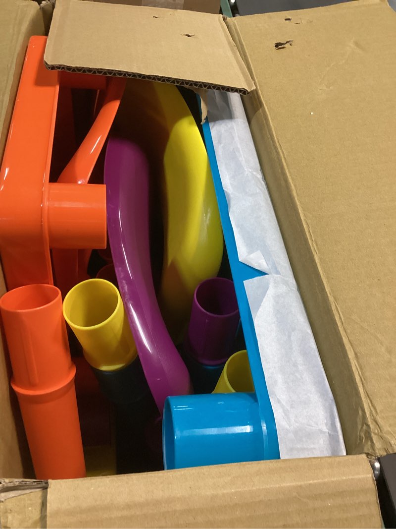 Condition photo showing As Is for Humble Crew Tot Tutors Plastic Table and 4 Chairs Set - Aqua Blue Table & 4 Chairs Blue Table & Red/Green/Yellow/Purple Chairs