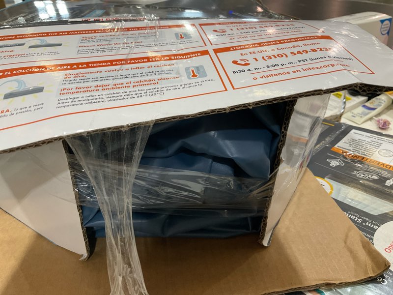 Condition photo showing Good Condition for intex mid rise hexbeam 14" electric pump queen air mattress - dark blue denim