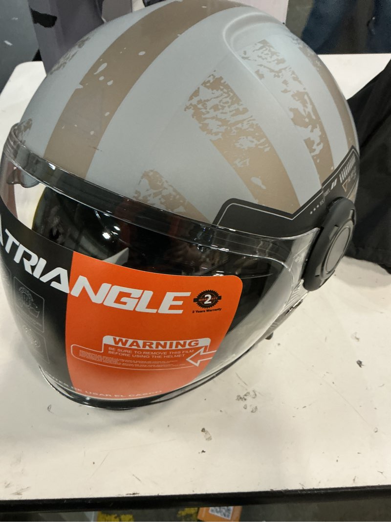 Condition photo showing Good Condition for (size:l)triangle full face motorcycle helmets,off-road motocross helmet for men & women,dual visor with internal tinted sunshield,open face 3/4 adult racing helmet dot approved(l) large camouflage gray