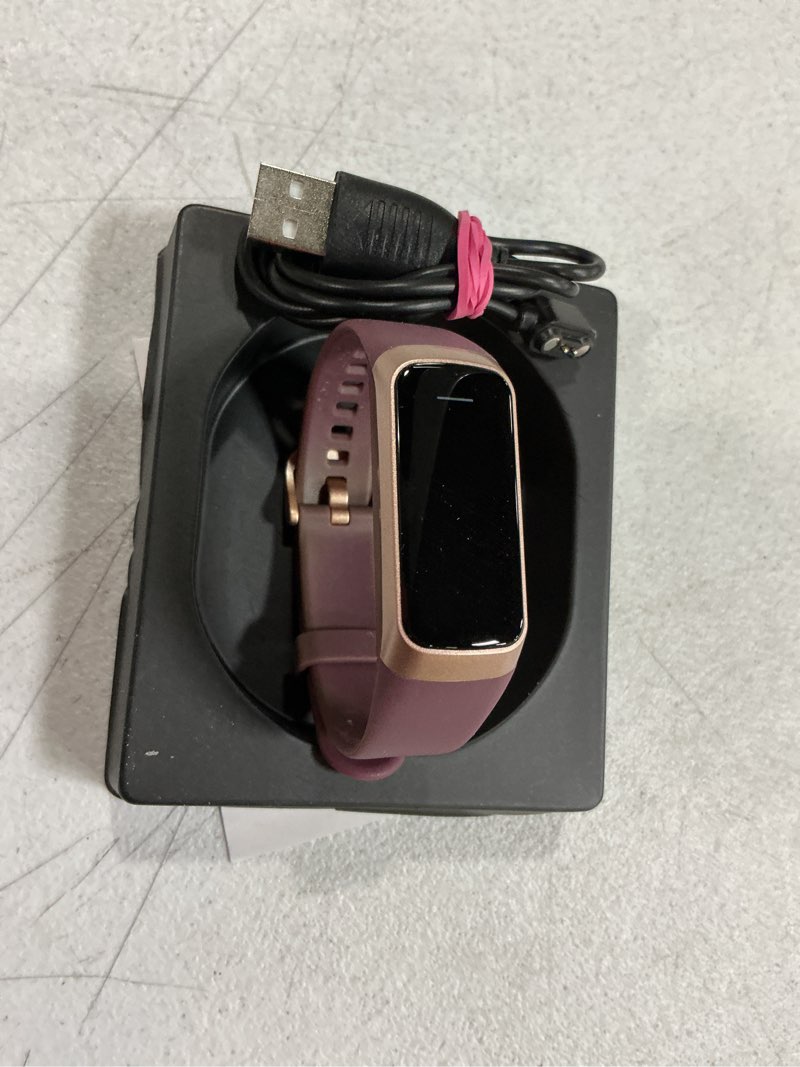 Condition photo showing As Is for fitness tracker with 24/7 heart rate blood pressure, activity trackers sleep monitor ip68 waterproof, 1.10" amoled touch screen calorie step counter pedometer for women men bordeaux