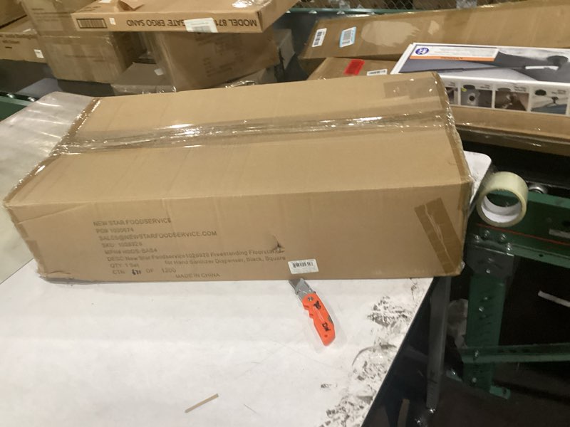 Condition photo showing Good Condition for new star foodservice 1028928 freestanding floorstand for hand sanitizer dispenser, black, square