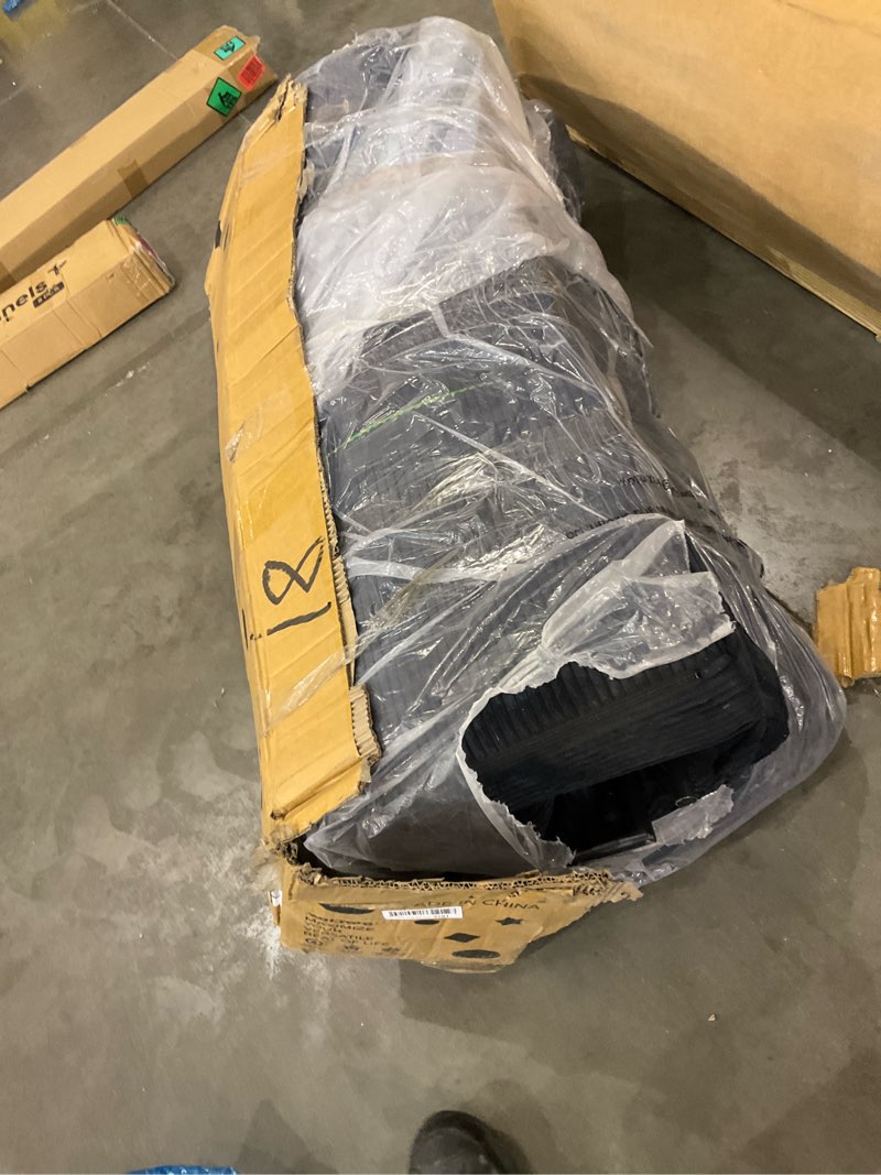 Condition photo showing As Is for MAXYOYO Adjustable Floor Sofa Couch with 2 Pillows, Multi-Functional Bean Bag Bed, 5-Position Foldable Lazy Sofa Sleeper Bed with Armrest, Versatile Floor Seating for Reading, Black, Double Loveseat Corded-black