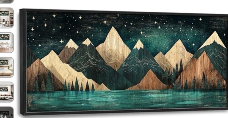 Cabin Mountain Large Framed Wall Art for Living Room Green Landscape Oversize Canvas Prints Big Pictures Painting Artwork Home Decor for Bedroom Dining Kitchen  24x36