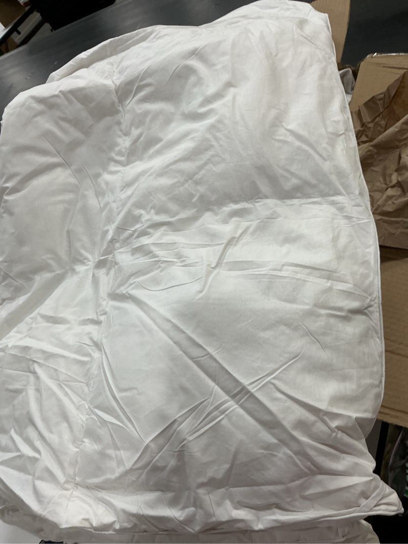 Condition photo showing As Is for Organic Feather Down Fiber Comforter Queen Size - 100% Cotton Shell All Season Duvet Insert, Medium Warmth Hotel Luxury Bedding Comforter(90x90 Inch, White) Year-round Queen (U.S. Standard) (similar no same)
