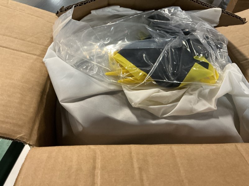 Condition photo showing As Is for OZIS Gaga Ball Pit Inflatable 15FT with Built-in Blower, Portable Gaga Pit for Indoor Outdoor School Family Activities Easy to Setup 15Ft Black&yellow