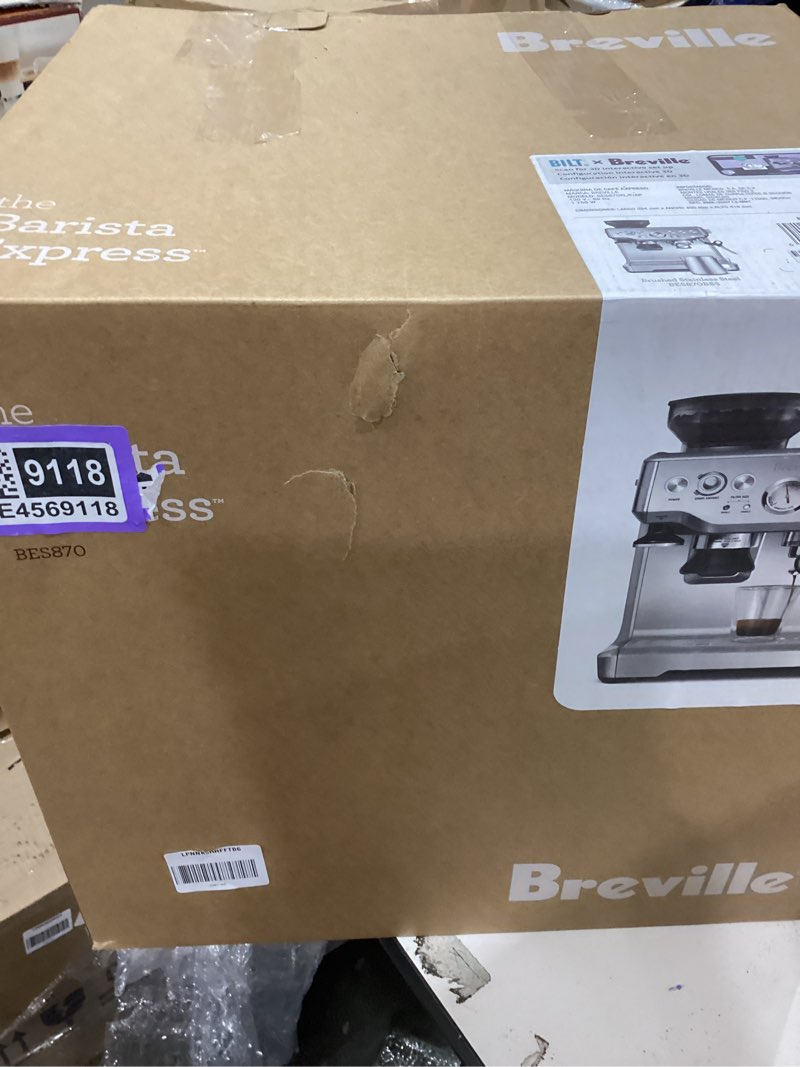 Condition photo showing New/Like New for Breville Barista Express Espresso Machine BES870XL, Brushed Stainless Steel