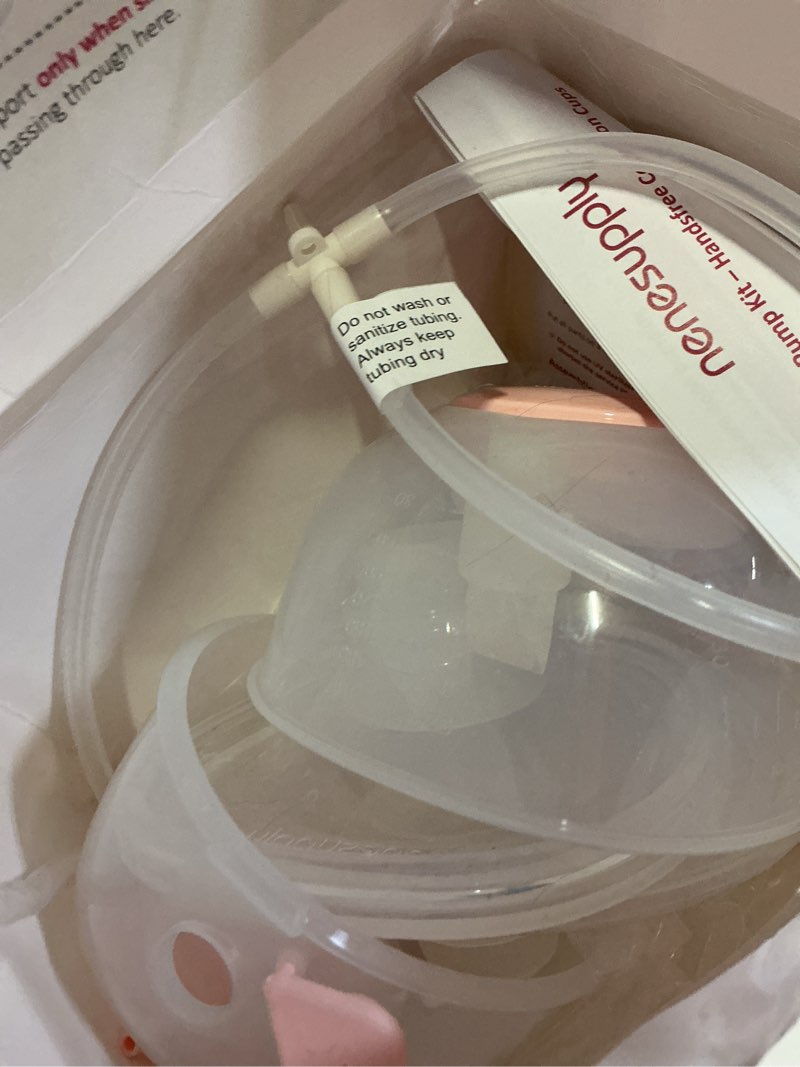 Condition photo showing As Is for nenesupply handsfree wearable breast milk collection cups compatible with spectra s1 s2 baby buddha momcozy v1 lansinoh pumps 24mm silicone flanges replacement for spectra pump parts 19mm 21mm inserts 24mm handfree collection cup