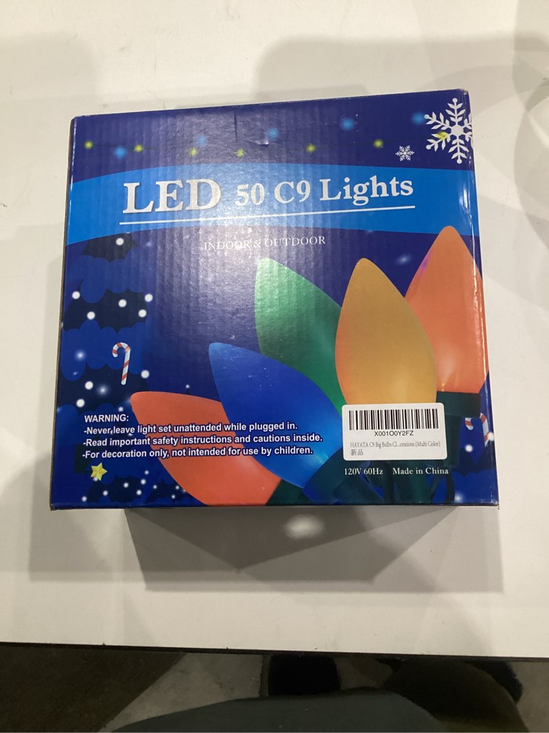 Condition photo showing New/Like New for HAYATA Multi Color C9 Big Bulbs Classic Christmas Lights 50 LED 32ft Indoor Outdoor Home Yard Xmas Tree Decorations (Multi Color - 50LED)