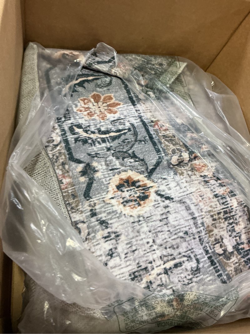 Condition photo showing As Is for (unknown size) Washable Hallway Runner Rug: Oriental Living Room Entry Extra Wide Area Rug Ultra Soft Non Slip Runners for Kitchen Dining Room Stain Resistant Low Pile Floor Mat for Bathroom Bedroom (Rectangular) Brick