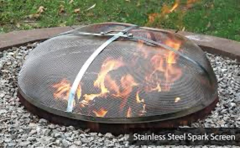 Fire Pit Spark Screen,40 Inch Fire Pit Screen Cover Stainless Steel Outdoor with Handle&Poker,Firepi