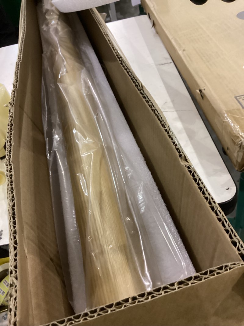 Condition photo showing Good Condition for 55" Wood Linear Pendant Light, Dimmable Kitchen Island Light with Remote, 40W LED Island Lights for Kitchen, Adjustable Linear Chandelier for Dinning Room Light Fixture, Bar, Pool Table Light Natural Natural 55IN