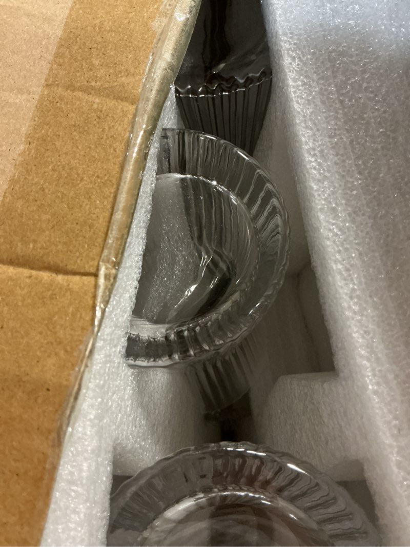 Condition photo showing Good Condition for jovgank drinking glasses set of 8 – lead-free crystal glassware, 4 tall 10oz & 4 short 8.5oz vintage ribbed tumbler glasses, dishwasher safe, for juice beer cocktails, great housewarming gift, set b x