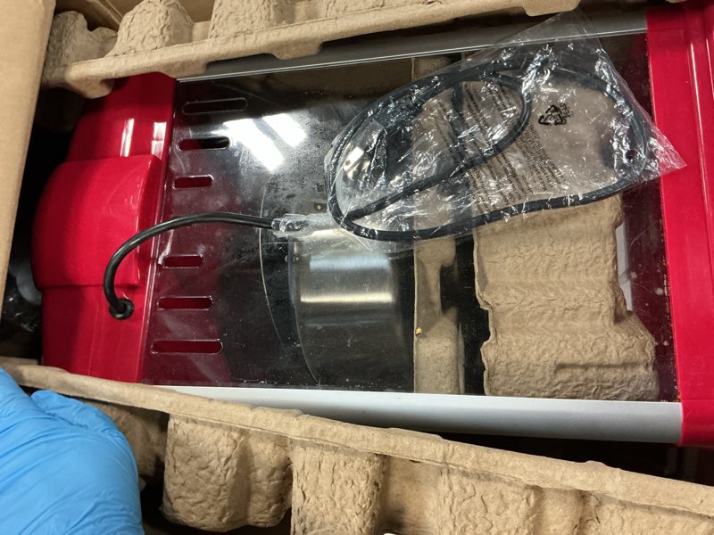 Condition photo showing As Is for West Bend Stir Crazy Movie Theater Popcorn Popper, Gourmet Popcorn Maker Machine with Nonstick Popcorn Kettle, Measuring Tool and Popcorn Scoop for Popcorn Machine, 4-Qt., Red