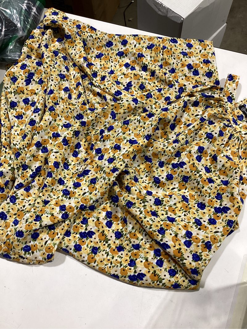 Condition photo showing As Is for prettygarden women's summer floral maxi sun dress sleeveless halter neck flowy ruffle hem long boho dresses with belt floral yellow large