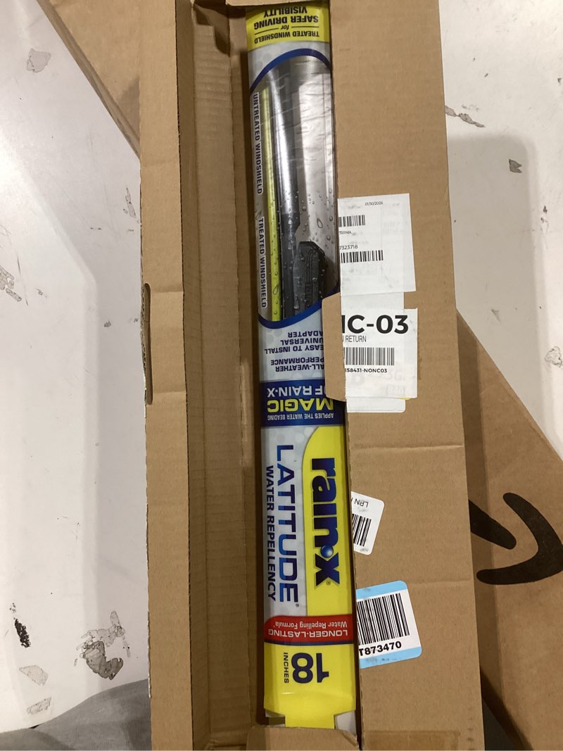 Condition photo showing Good Condition for Rain-X 810167 Latitude 2-In-1 Water Repellent Wiper Blades, 18 Inch Windshield Wipers (Pack Of 2), Automotive Replacement Windshield Wiper Blades With Patented Rain-X Water Repellency Formula Pack of 2 18"