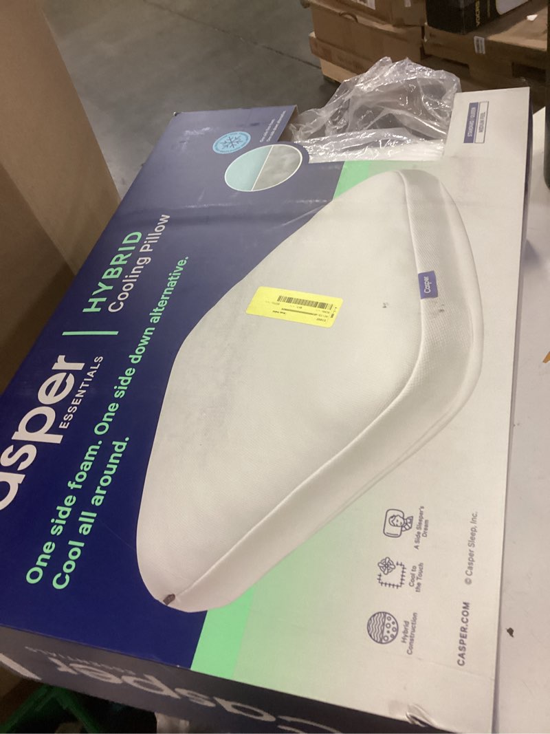 Condition photo showing As Is for casper essential cooling hybrid pillow  standard