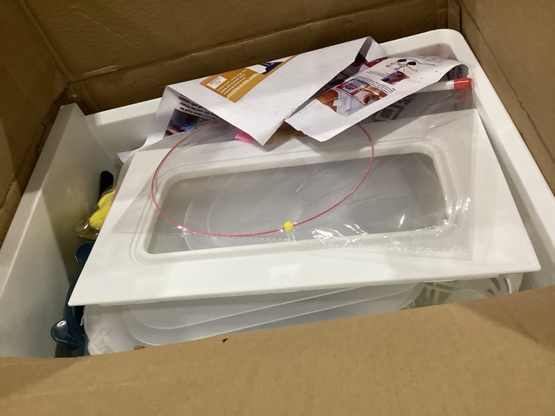 Condition photo showing Good Condition for cat cage indoor with litter box, complimentary bed, bowl,cleaning three piece set,large cat enclosure, cat house with wheels outdoor,small animal cage cat kennel (white, 41.8?(l) x18.1?(w) x46.1?(h)) white 28.0"l x 18.0"w x 46.0"h