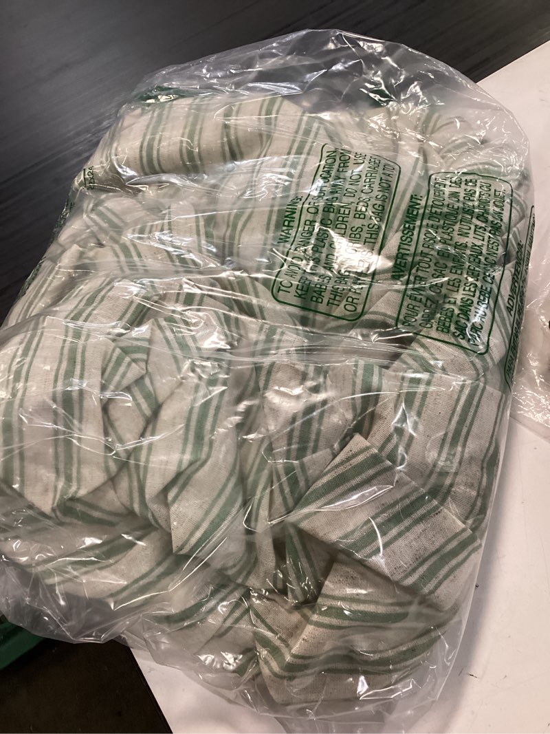Condition photo showing As Is for farmhouse shower curtain with ruffle hem linen shower curtains for bathroom country vintage rustic natural fabric, cream-green stripe 72" w x 96" l cream-green stripe 72"w x 96"l