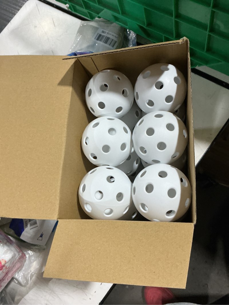 Condition photo showing Good Condition for jecery 24 pcs plastic practice baseballs white lightweight training balls plastic hollow softballs with a drawstring bag for hitting, baseball batting training indoor outdoor use pet
