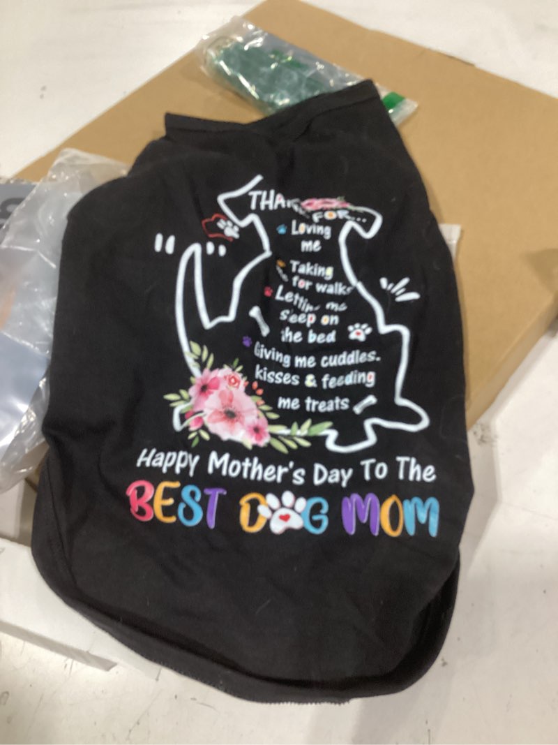 Condition photo showing As Is for similiar producthappy best dog mom mother's day small dog clothes outfit t-shirts gifts for women – large medium sized girl female dogs puppy sleeveless holiday apparel vest with slogan print l paw cartoon large