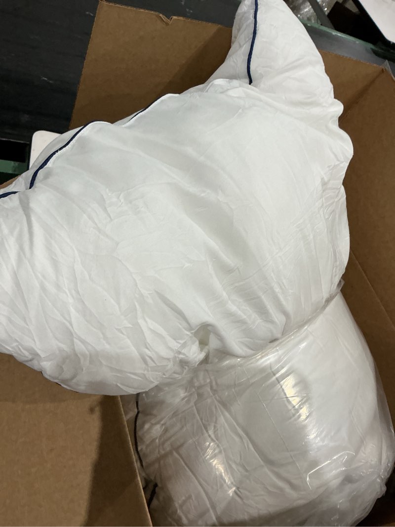 Condition photo showing As Is for (similar to not exact )down alternative fill throw pillow inserts set of 2, soft fluffy synthetic down pillow inserts with 100% cotton cooling cover decorative throw pillows for sofa couch bed (pack of 2)