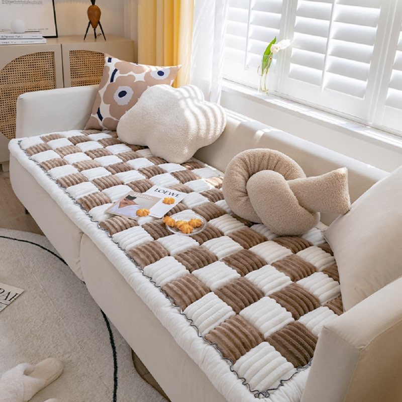 Fun sofa cover, checkered square design, window seat cushion 