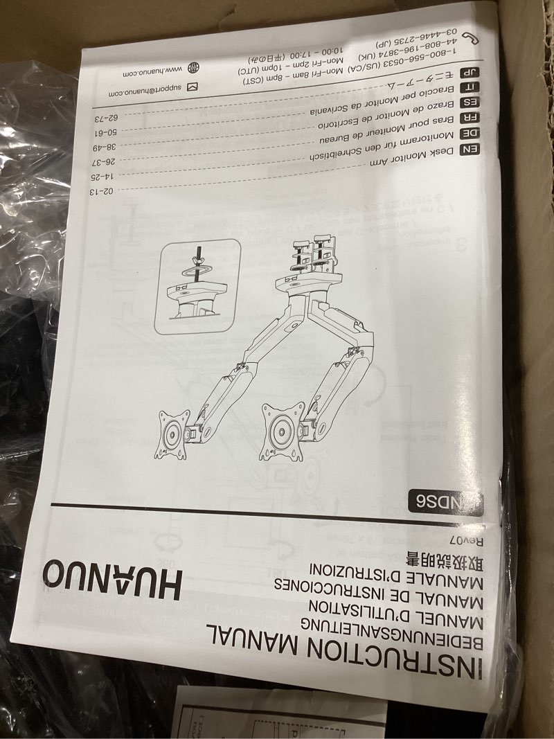 Condition photo showing As Is for monitor arms for computer setup, black