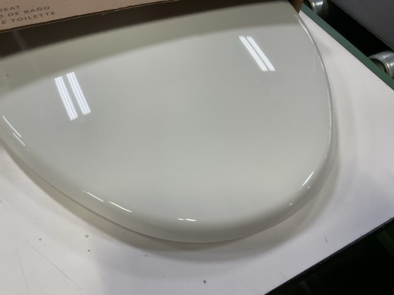 Condition photo showing As Is for Bemis 7300SLEC Slow Close Toilet Seat, Easy Clean Hinges and Durable Plastic Seat, Made in USA, Elongated, White