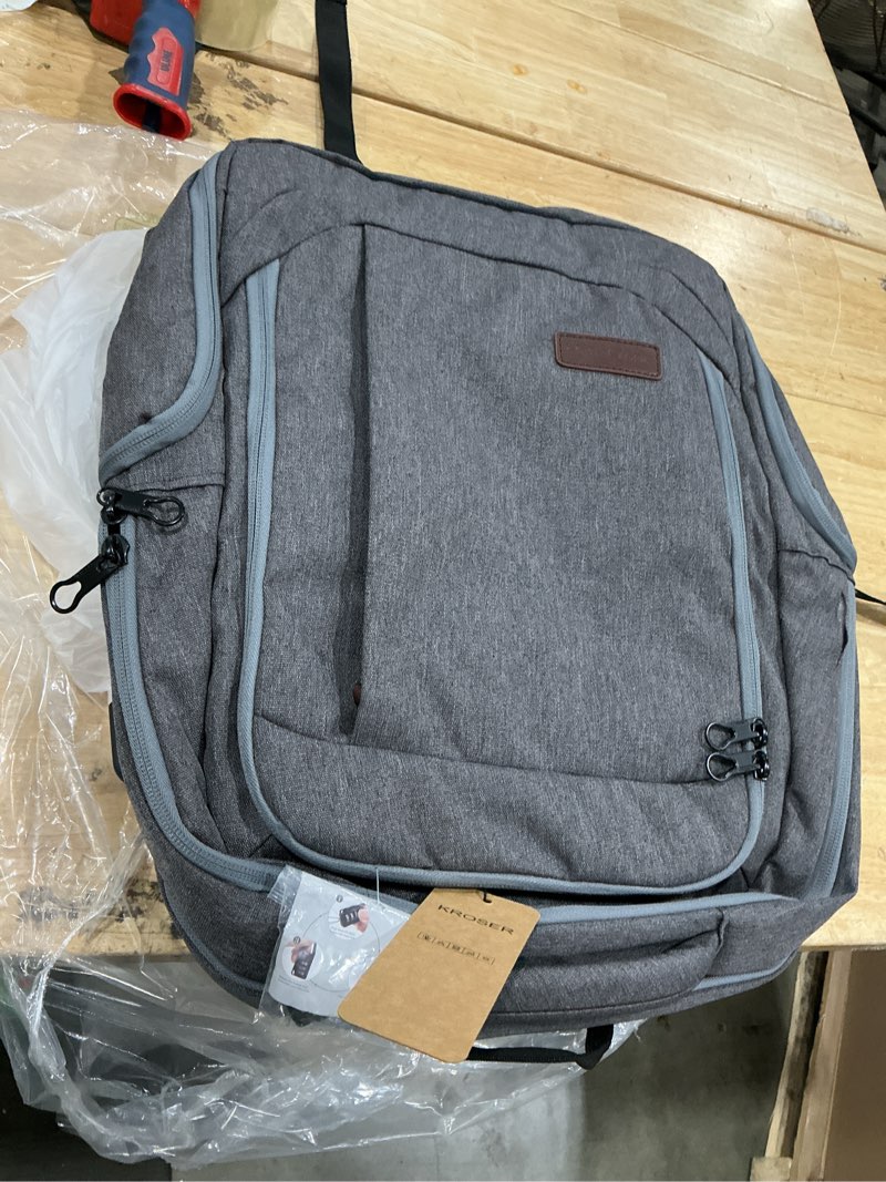 Condition photo showing Good Condition for kroser laptop backpack large computer backpack fits up to 17.3 inch laptop with usb charging port water-repellent casual daypack for travel/business/college/women/men-grey 17.3 inch a-grey-17.3"