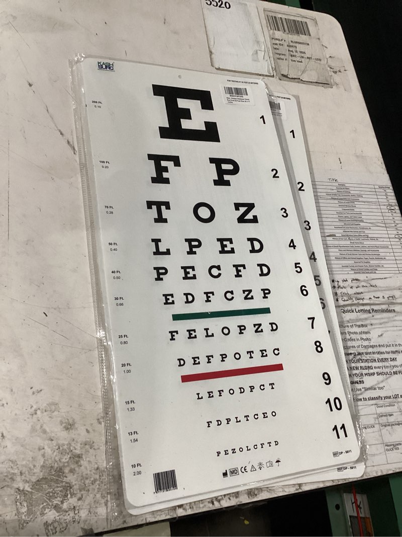 Condition photo showing New/Like New for snellen distance vision eye chart 20 feet size 22 x 11 inches