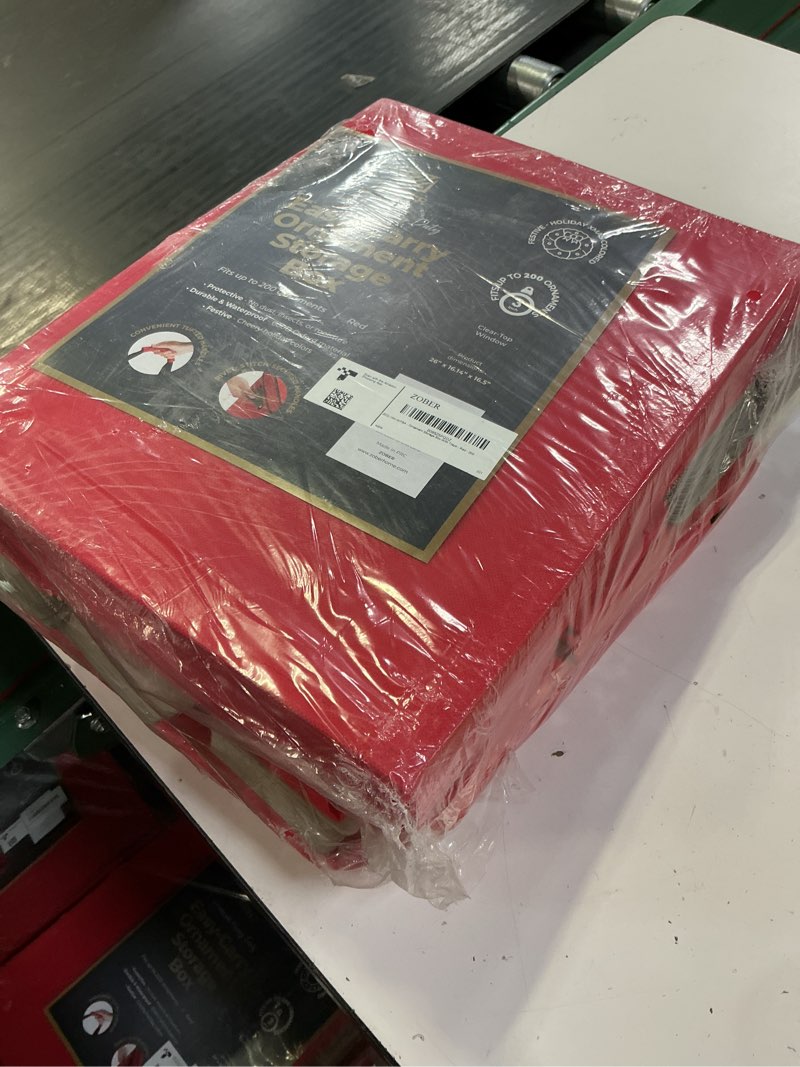 Condition photo showing New/Like New for zober christmas ornament storage box - stores 200 3" ornaments with individual trays - tear proof 600d oxford fabric - ornament organizer storage box (red, 200-3" ornaments) 200 - 3" ornaments red