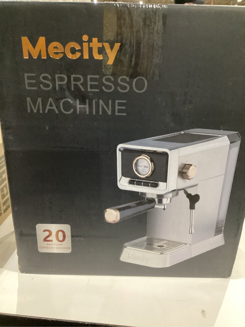 Condition photo showing New/Like New for Mecity 20 Bar Espresso Machine with Milk Frother, Brushed Stainless Steel Shell, 37 fl.Oz Water Reservoir, Coffee Maker For Espresso, Latte, Mocha, Americano. 1400W
