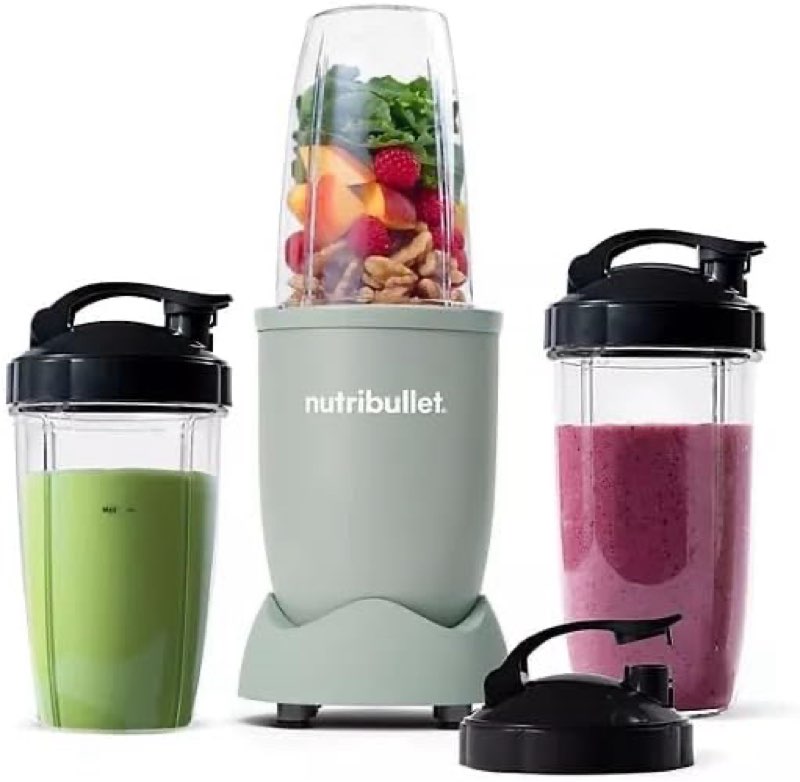 nutribullet pro 900w single-serve blender exclusive bundle – multi-speed, easy clean, ideal for smoothies & shakes, durable stainless steel blades, includes 1x32oz blender cup & 2x24oz - matte jade
