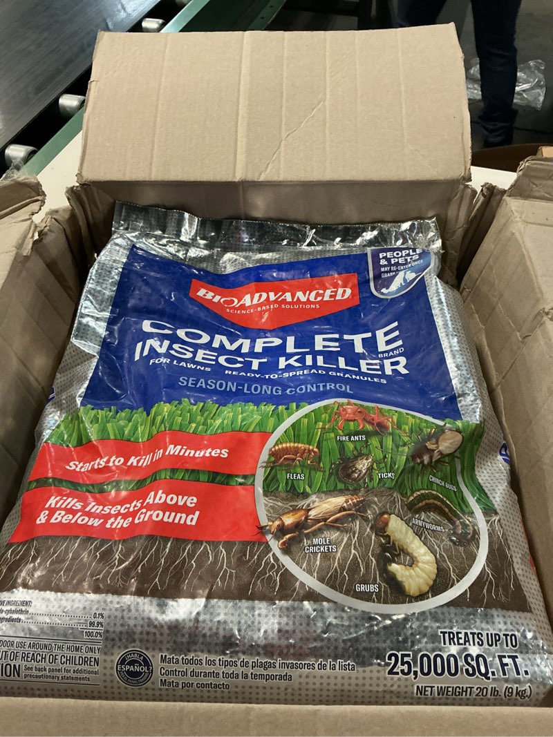 Condition photo showing Good Condition for bioadvanced complete brand insect killer for lawns granules - 20 lb bag | kills insects above and below ground - outdoor insecticide - season long pest control 20 pound